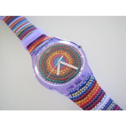 Uncinetto Colorful Woven Circles Gents Swatch w Silicone Strap Nib-rare