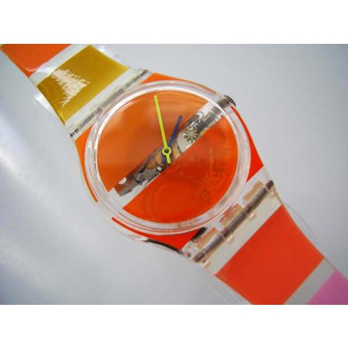 Orange Painted Time Swatch Art with Sleeve By Stephen Dean-rare