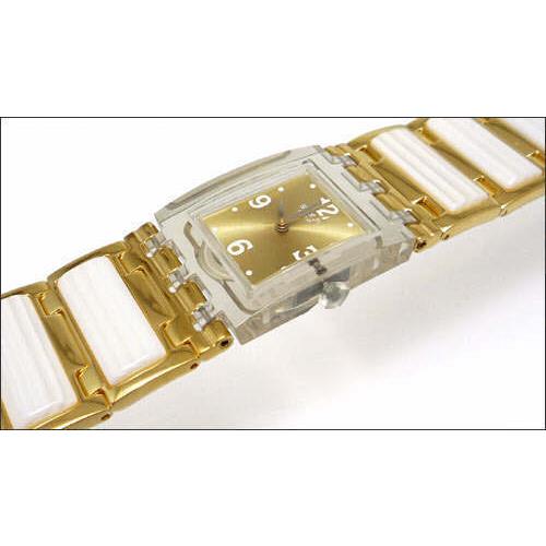 Lady Town Swatch Square Ivory Tile Inserts on Gold Fliplock Band-nib