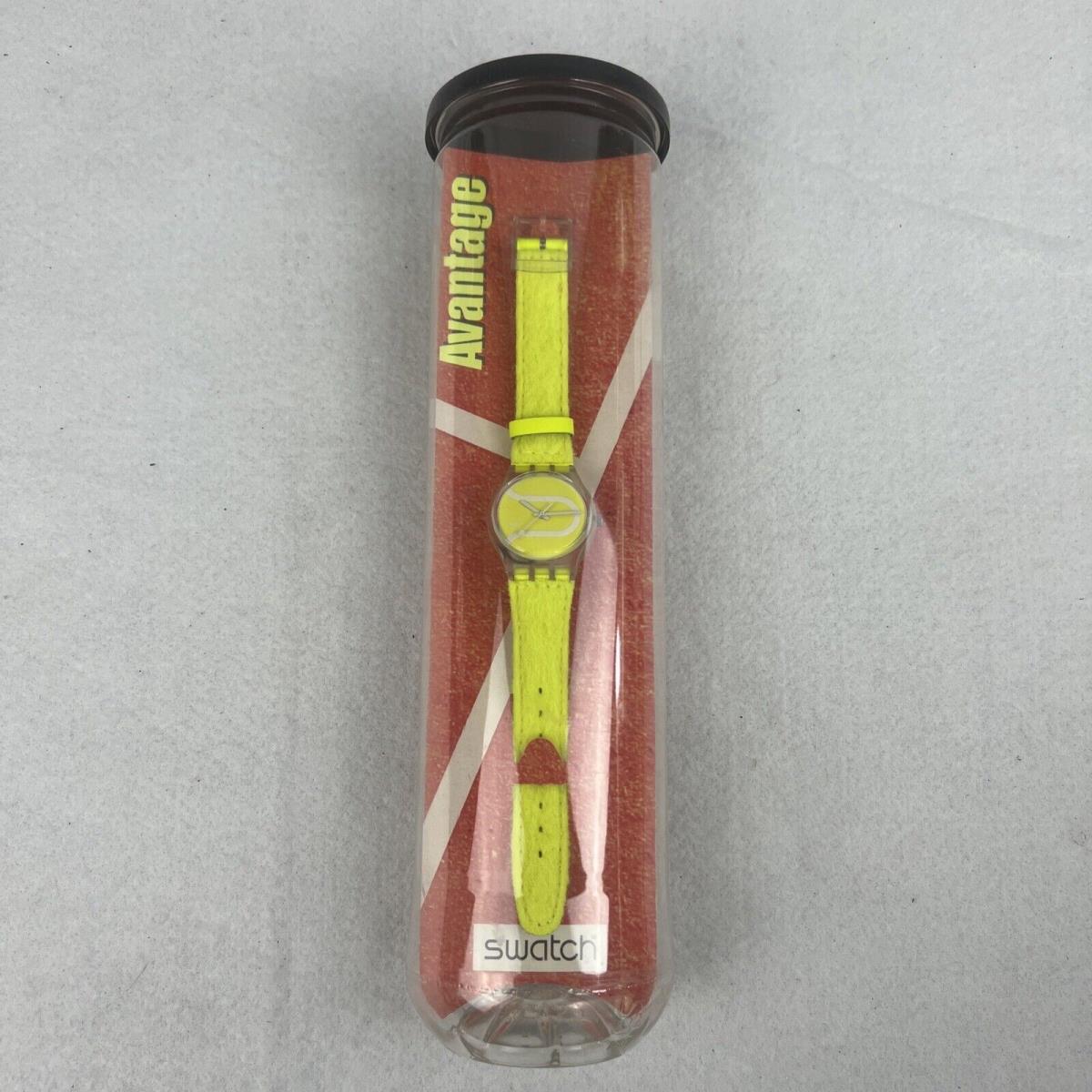 Swatch Watch Avantage Tennis Ball Felt Wrist Watch GK277 Neon Glow Vtg