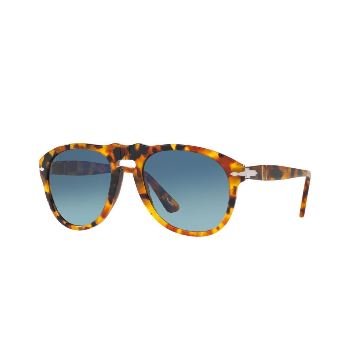 Persol PO0649 1052S3 54MM Pilot Polarized Sunglasses - Frame: Brown, Lens: Blue