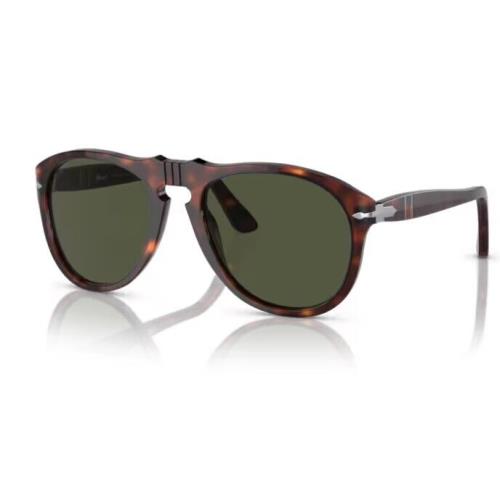 Persol 0PO0649 24/31 Havana/green 54mm Soft Square Men`s Sunglasses