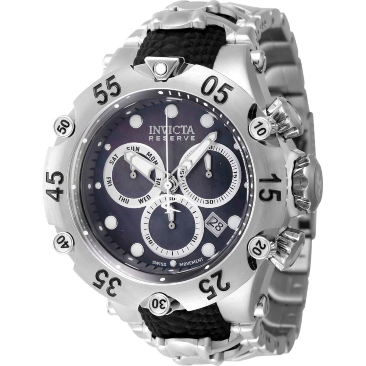 Invicta Men`s Watch Reserve Chronograph Quartz Black Silver Dial Bracelet 47157