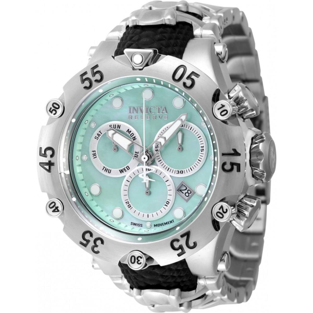 Invicta Men`s Watch Reserve Chronograph Turquoise Silver Dial Bracelet 47155