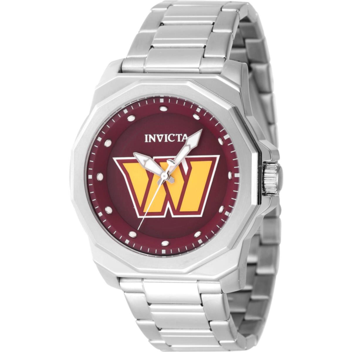 Invicta Men`s Watch Nfl Washington Commanders Dark Red Dial Steel Bracelet 47929