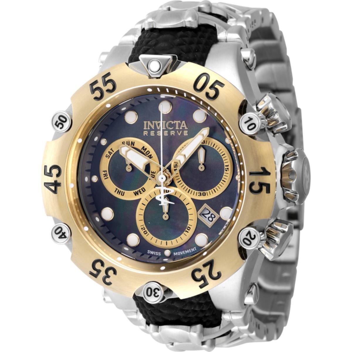 Invicta Men`s Watch Reserve Chronograph Black Gold Tone Dial Bracelet 47217