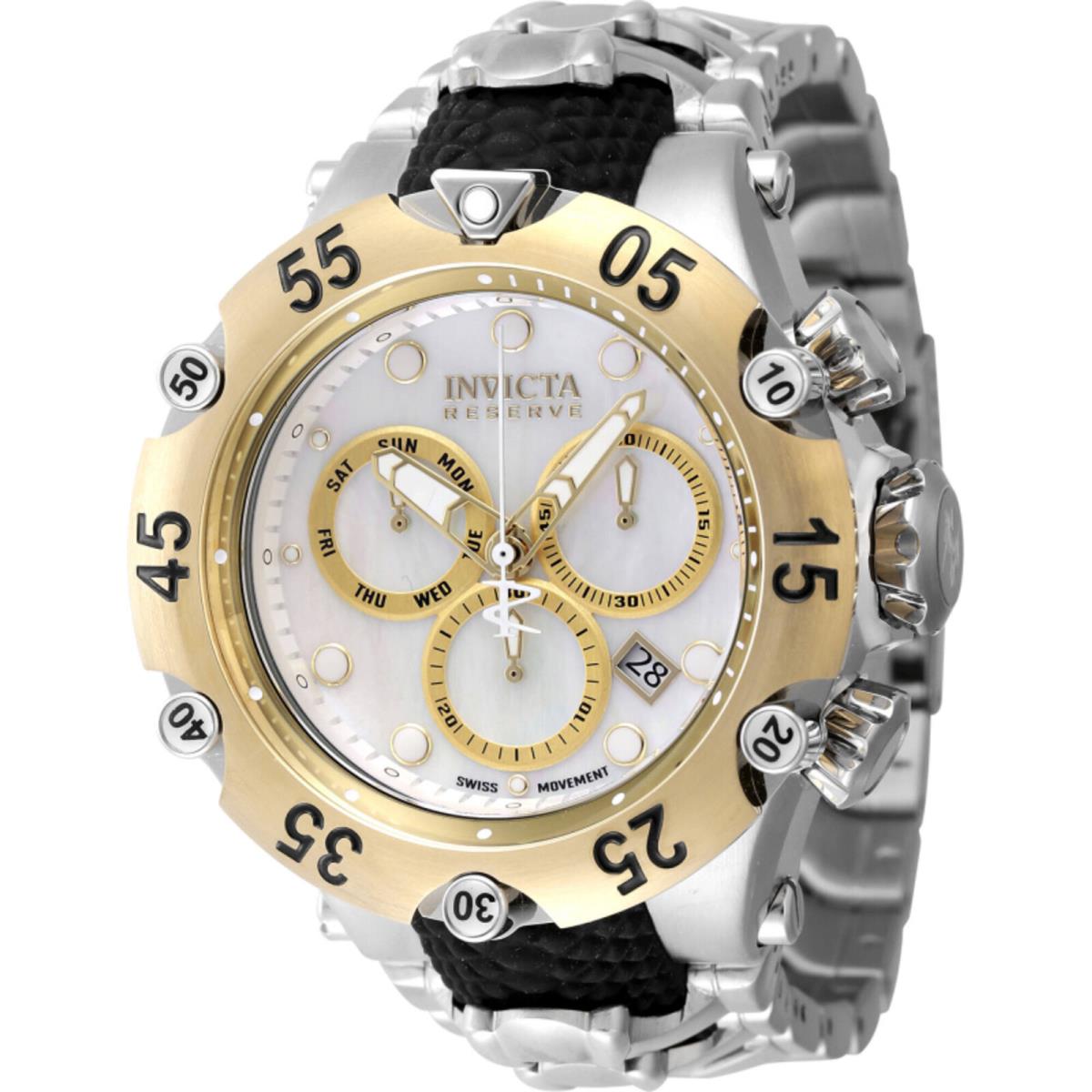 Invicta Men`s Watch Reserve Chronograph White Mop Gold Tone Dial Bracelet 47218