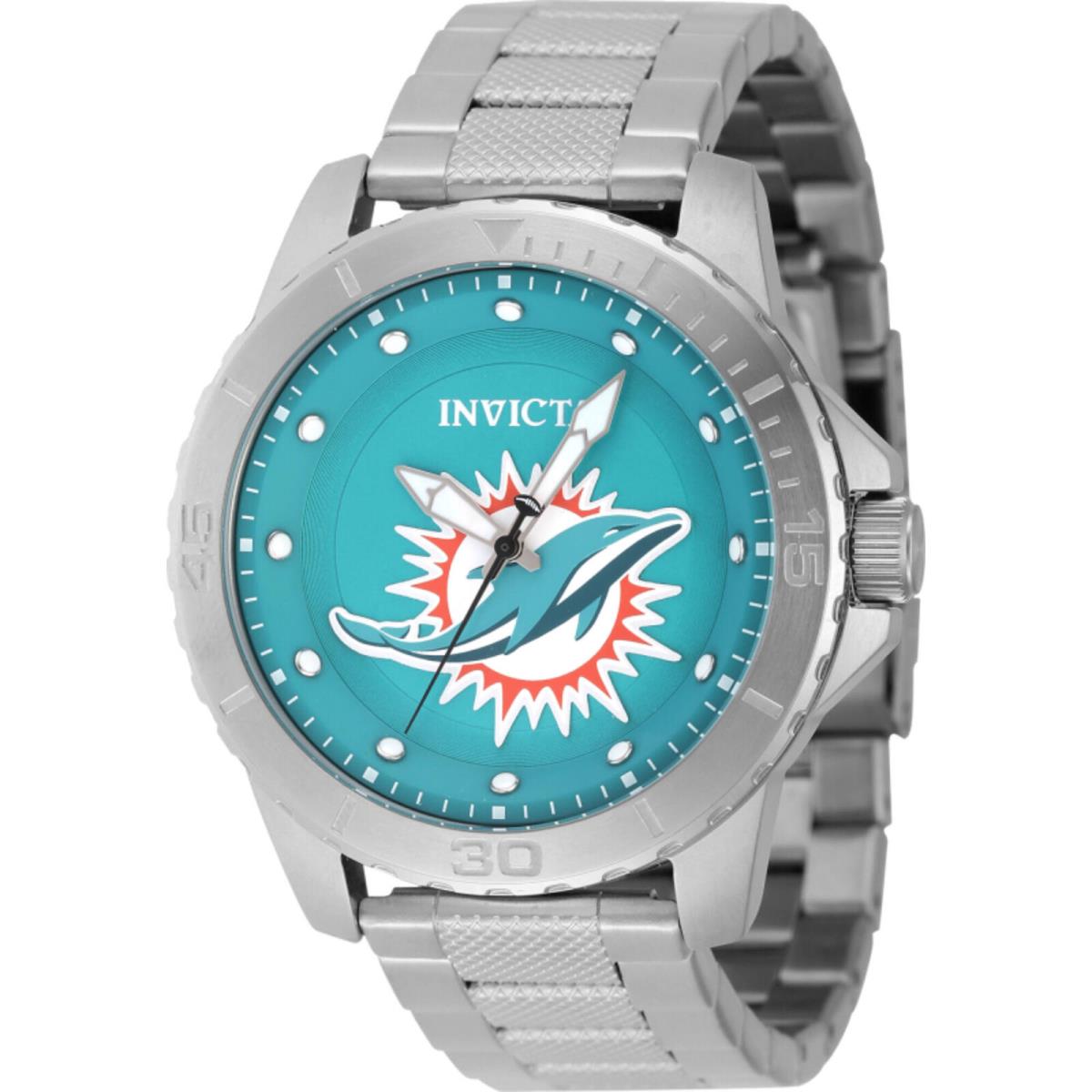 Invicta Men`s Watch Nfl Miami Dolphins Quartz Light Blue Dial Bracelet 48087