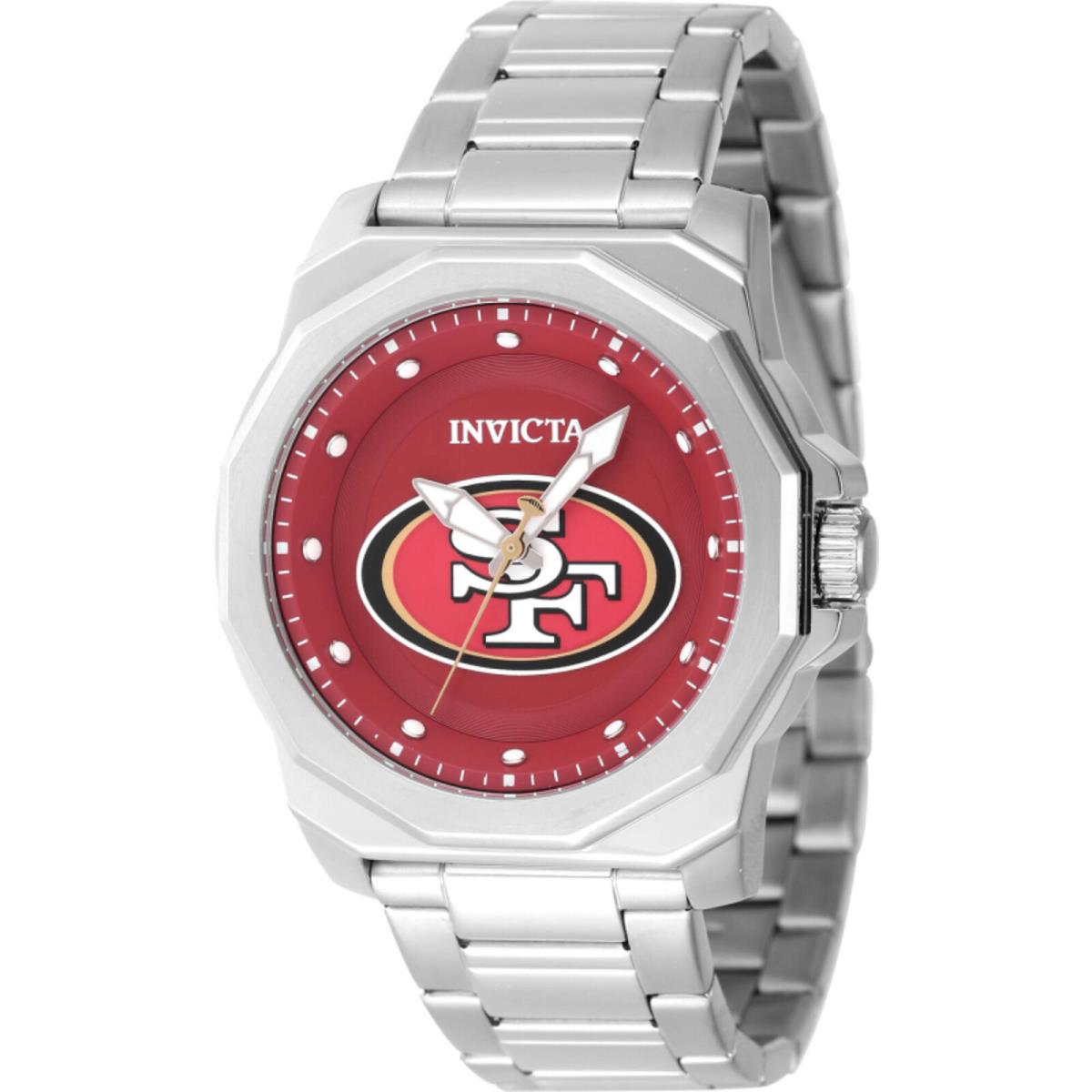 Invicta Men`s Watch Nfl San Francisco 49ers Red Dial Silver Tone Bracelet 47923