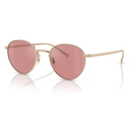 Oliver Peoples 0OV1336ST Rhydian 50353E Gold Magenta Round Men`s Sunglasses - Frame: Gold, Lens: Magenta photochromic