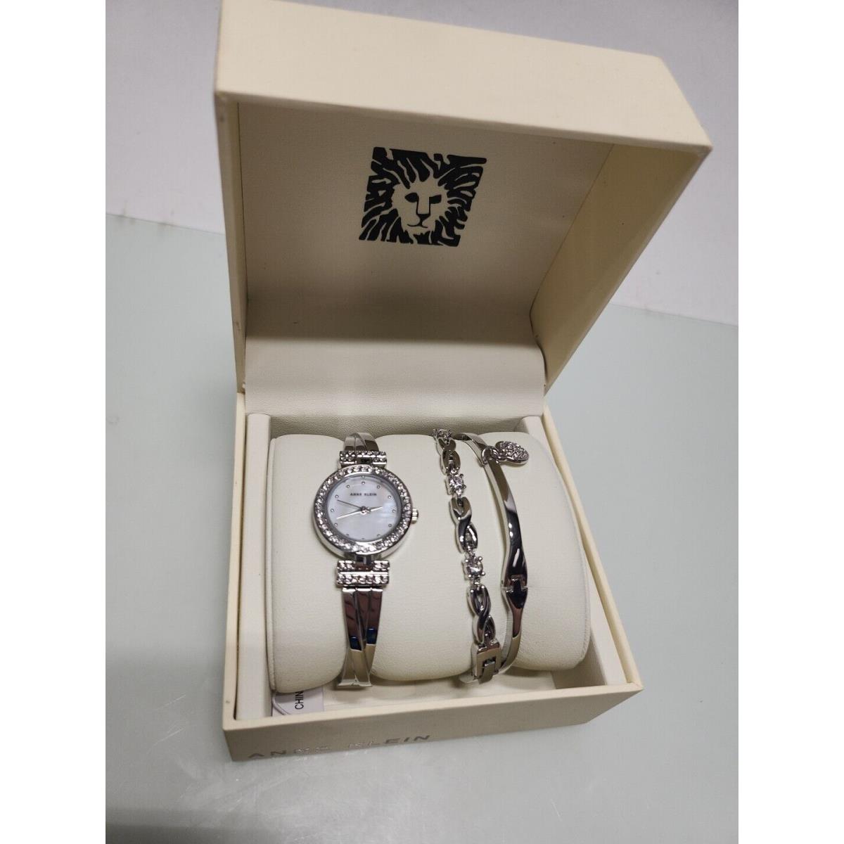 Anne Klein Women`s Crystal Bangle Watch Set - B8