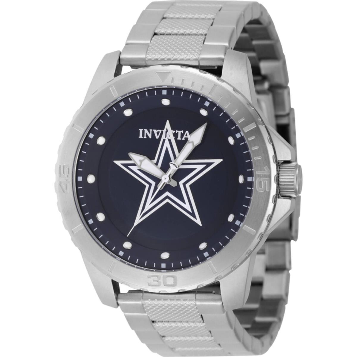 Invicta Men`s Watch Nfl Dallas Cowboys Blue Dial Silver Tone Bracelet 48083