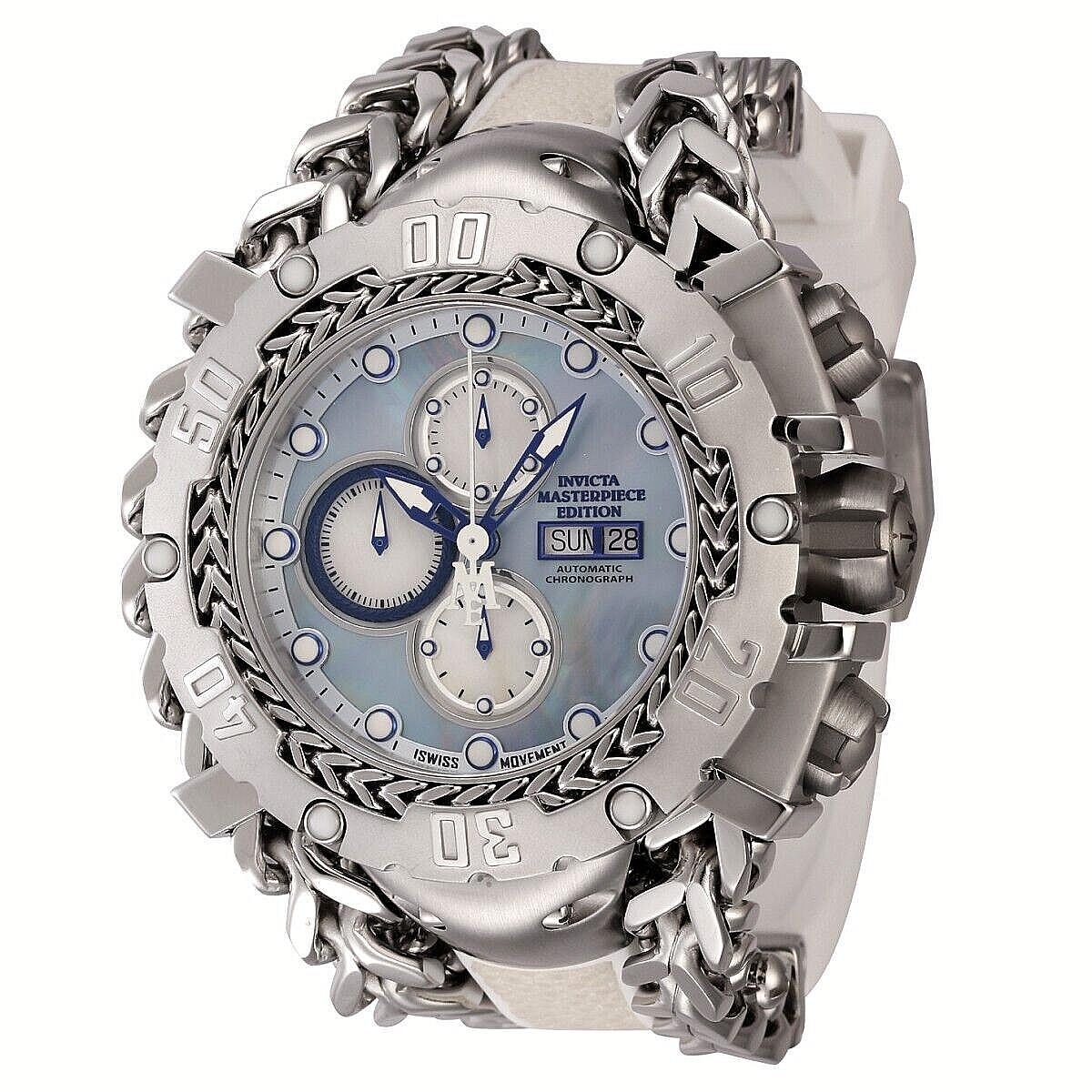 Men`s Invicta Gladiator Masterpiece Swiss Auto Valjoux 7750 Watch L/e 200 - Dial: Oyster, Band: Silver, Bezel: Silver