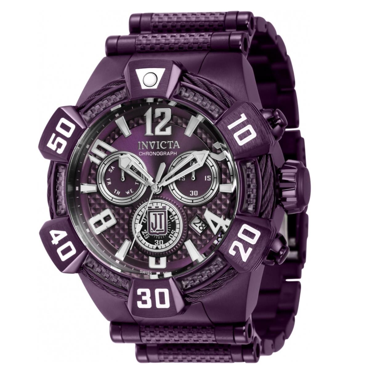 Invicta JT Carbon Fiber Men`s 52mm Purple Swiss Chronograph Watch 40431