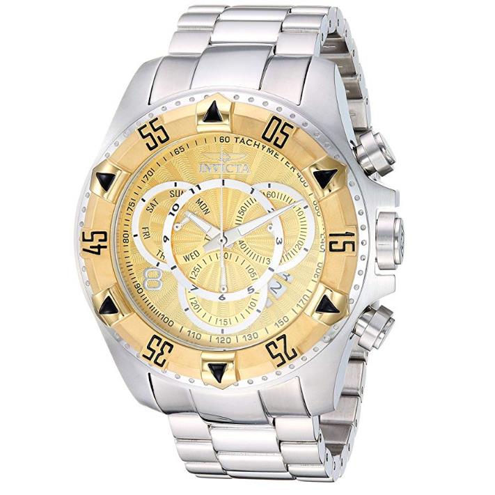 Invicta Excursion Touring Men`s 52mm Gold Dial Z60 Swiss Chronograph Watch 29636 - Dial: Gold, Band: Silver