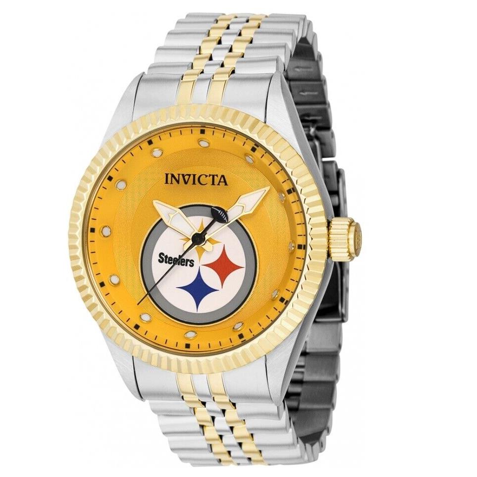 Invicta Nfl Pittsburgh Steelers Men`s 43mm Two-tone Stainless Quartz Watch 42479