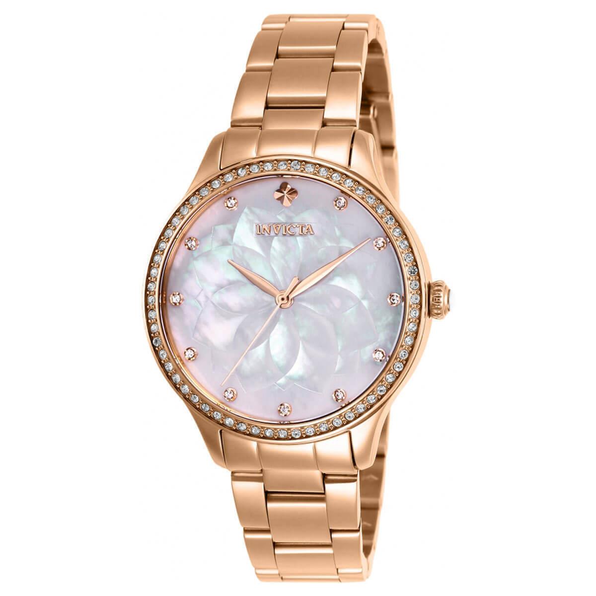 Invicta Women`s Watch Wildflower Rose Gold Plated Stainless Steel Bracelet 28057