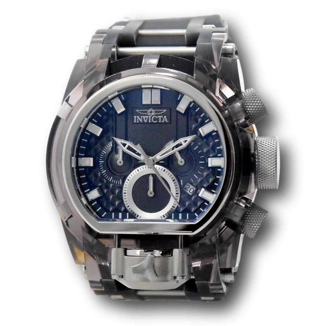 Invicta Bolt Zeus Magnum 52mm Anatomic Dual Dial Chronograph Watch 34877 Rare - Dial: Black, Band: Gray, Bezel: Silver