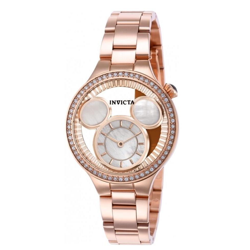 Invicta Disney Luxe Womens 35mm Limited Ed Rose Gold Mop Mickey Watch 36267 Rare