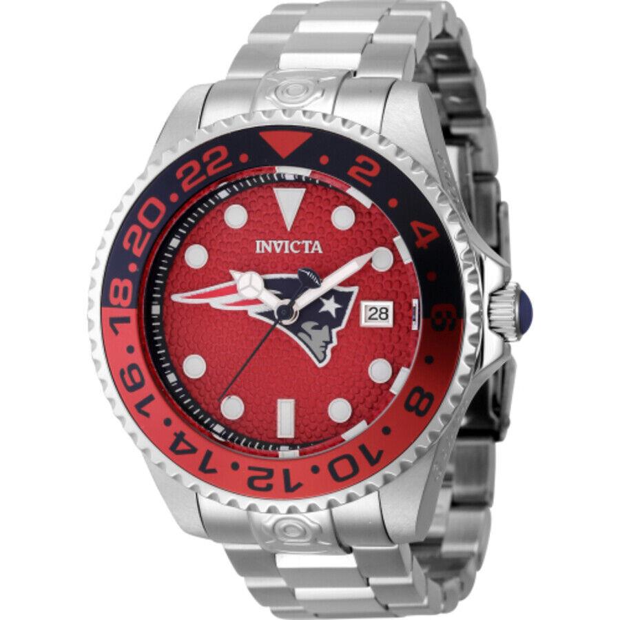 Invicta Nfl England Patriots Automatic Date Dive Red Dial Men`s Watch 45031