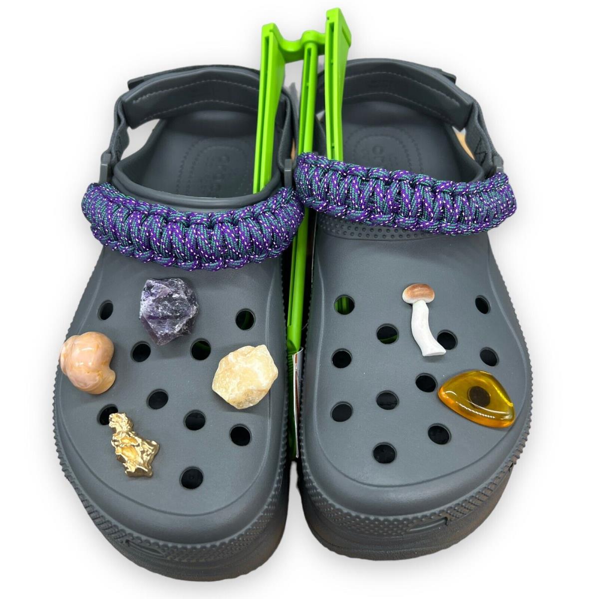 Aries X Crocs Hiker Xscape Clog Men`s Size 11 Gray Purple Strap Mushrooms Read