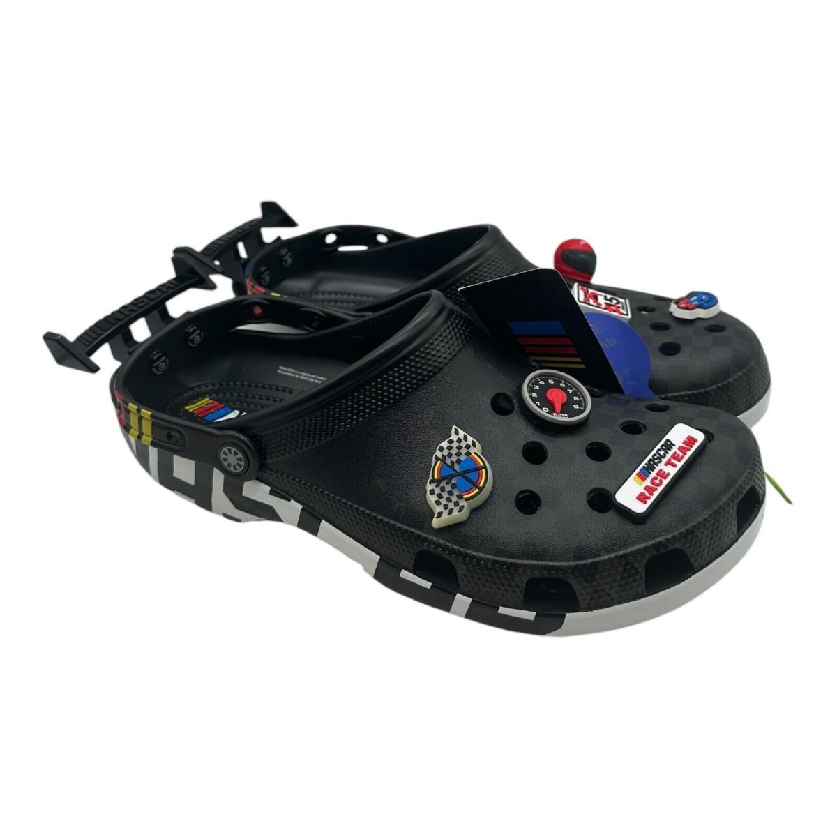 Nascar Crocs Classic Clog Shoes Slip On Racing Jibbitz Men`s Size 13 Black