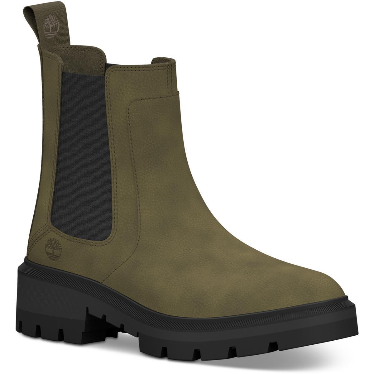 Timberland Womens Cortina Valley Leather Lug Sole Chelsea Boots Shoes Bhfo 7548 - Military Olive