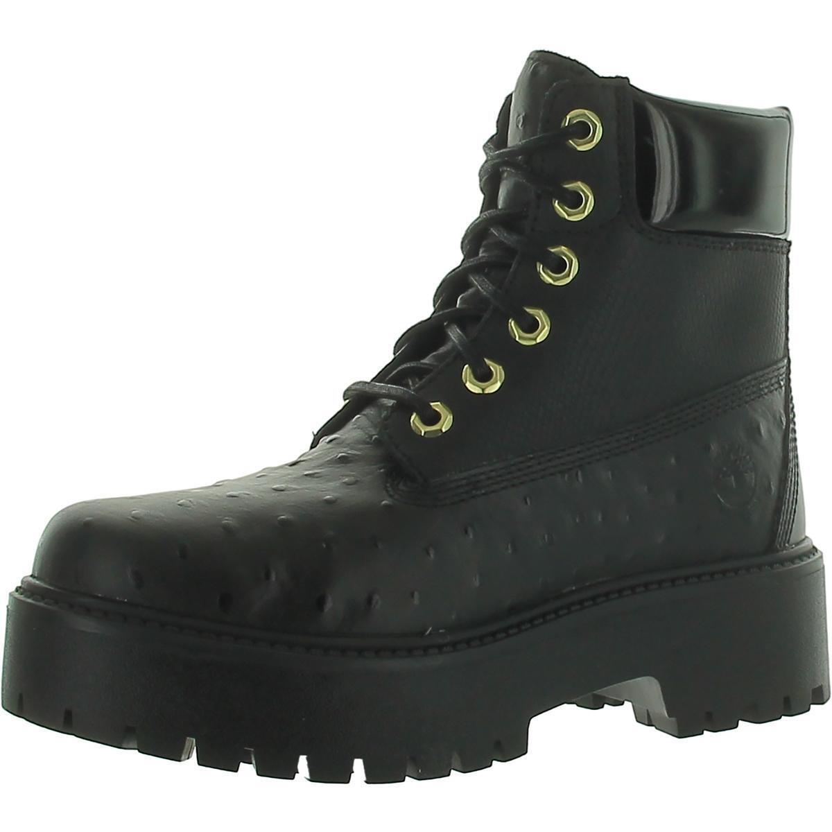 Timberland Womens Stone Street Leather Combat Lace-up Boots Shoes Bhfo 6289 - Black Full Grain