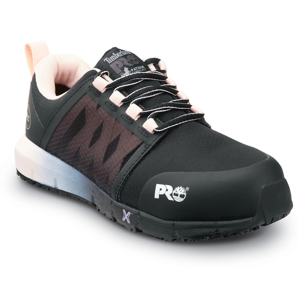 Timberland Pro Radius Women`s Comp Toe EH Slip Resistant Work Shoe - Black/Rose Pop