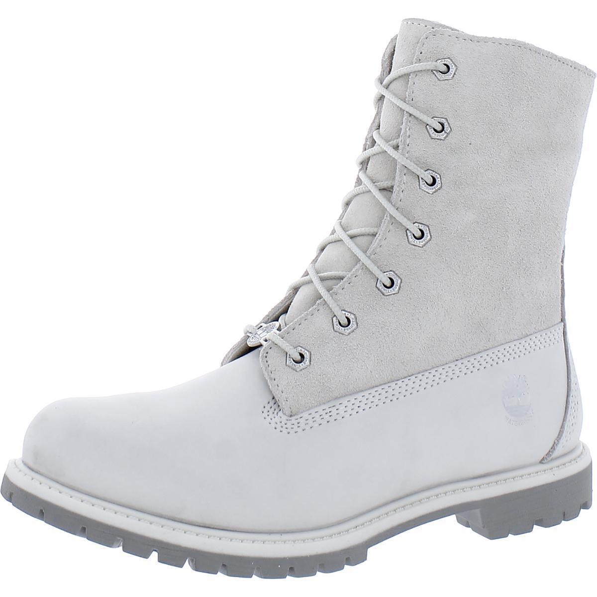 Timberland Womens Fleece Lined Nubuck Combat Lace-up Boots Shoes Bhfo 6014 - White