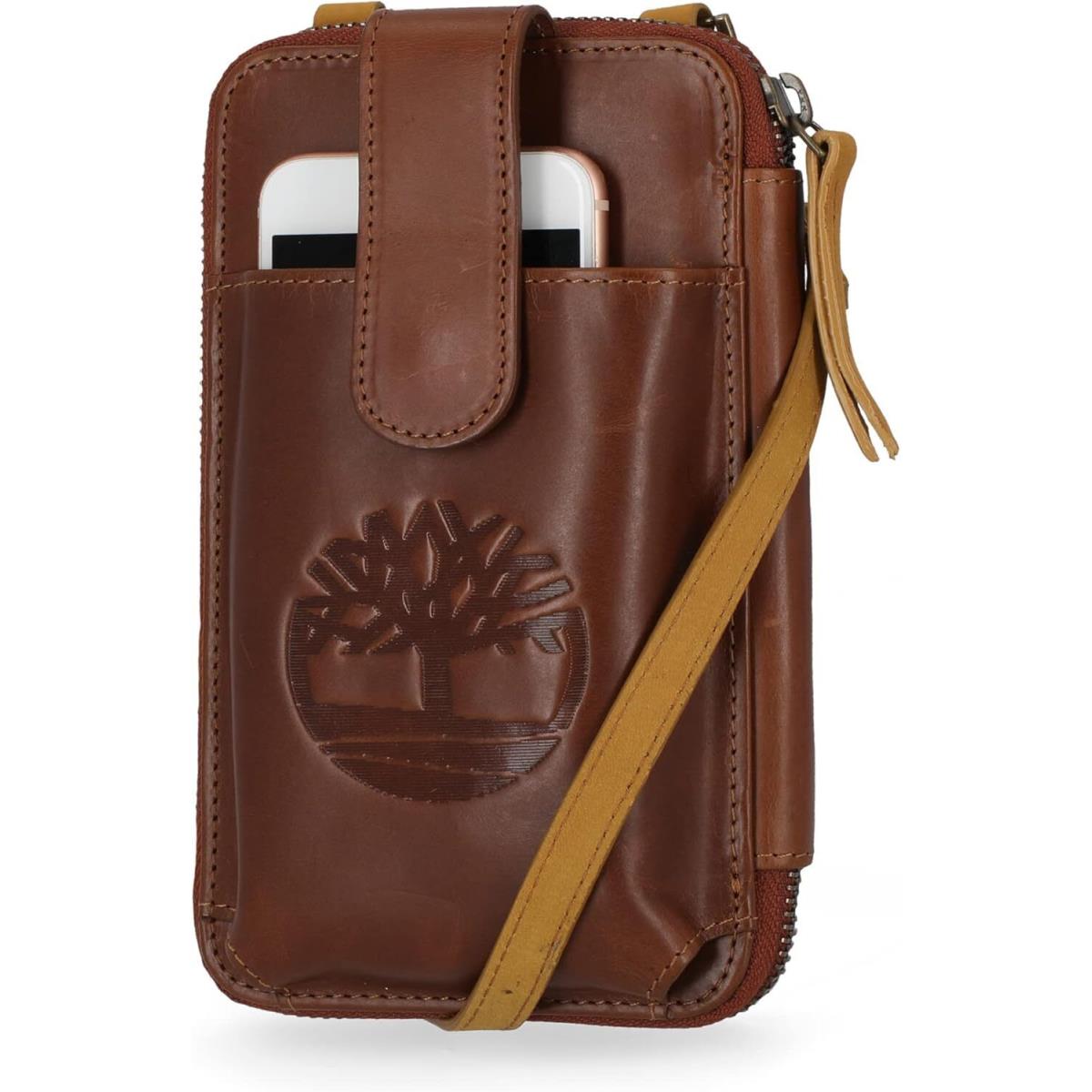 Timberland Women`s Leather Pebble North South Crossbody Wallet Bag Cogn