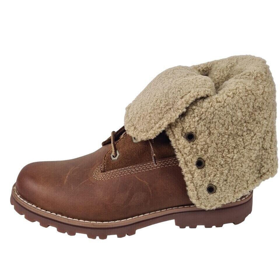 Timberland Little Kids Shearling Boots TB050819 Waterproof Leather Brown Sz 2
