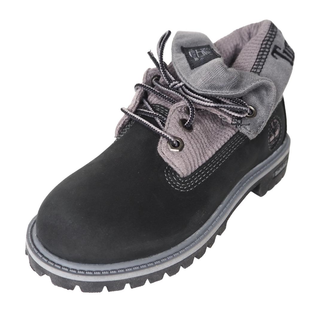 Timberland Roll Top Boys 29755 Shoes Boots Thermal Black Leather Winter Sz 12.5