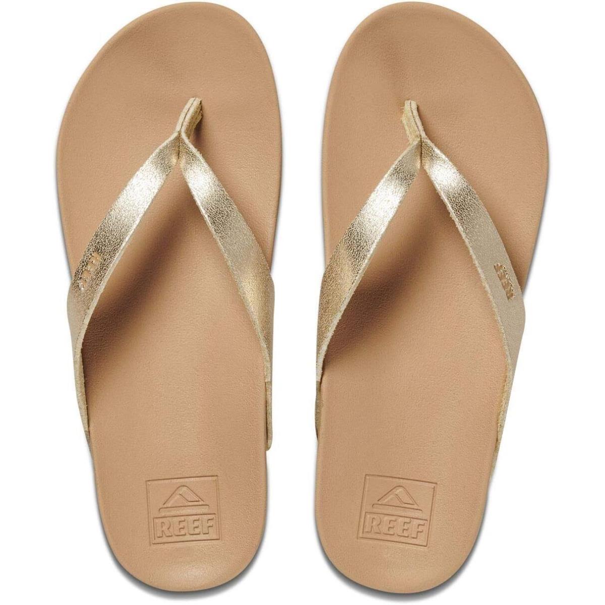 Reef Cushion Court Women`s Flip Flop Molded Footbed Arch Support Copper