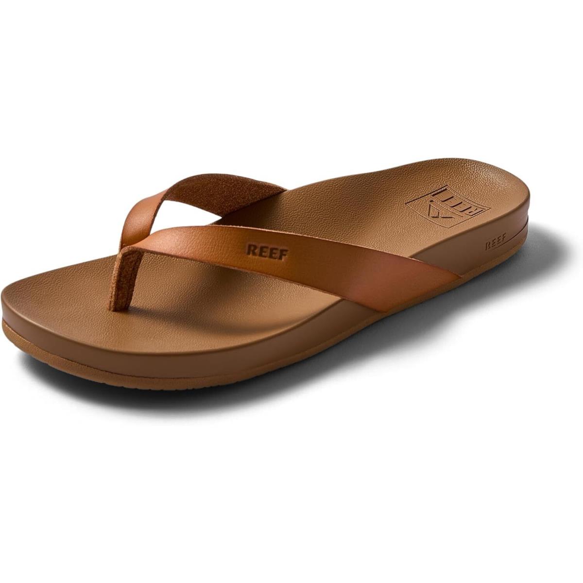 Reef Cushion Court Women`s Flip Flop Molded Footbed Arch Support Natural