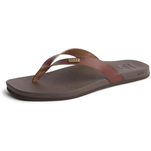 Reef Cushion Lune Women`s Flip Flop Molded Footbed Arch Support Chocolate