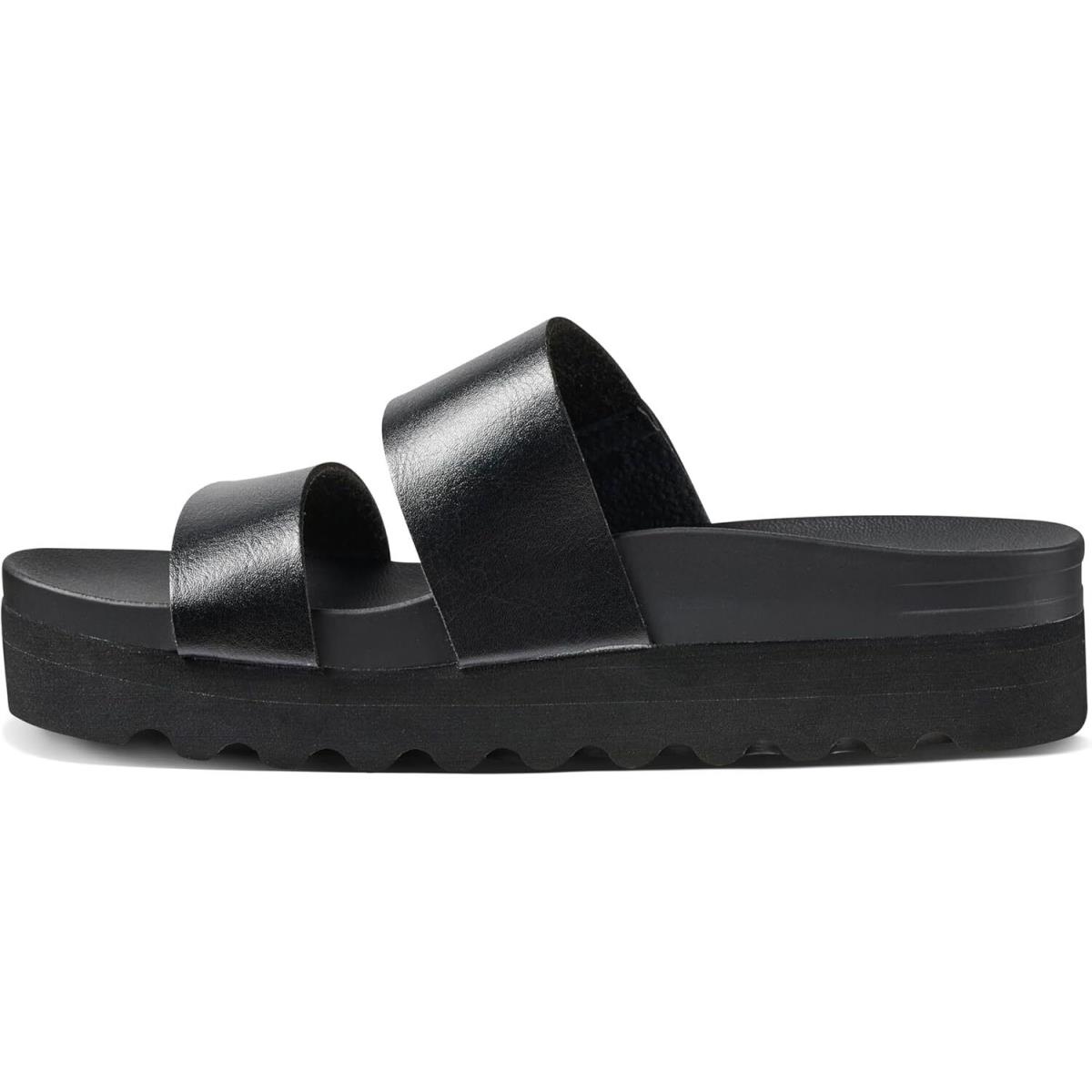 Reef Cushion Vista Hi Women`s Platform Fashion Sandal Arch Support Black/Black