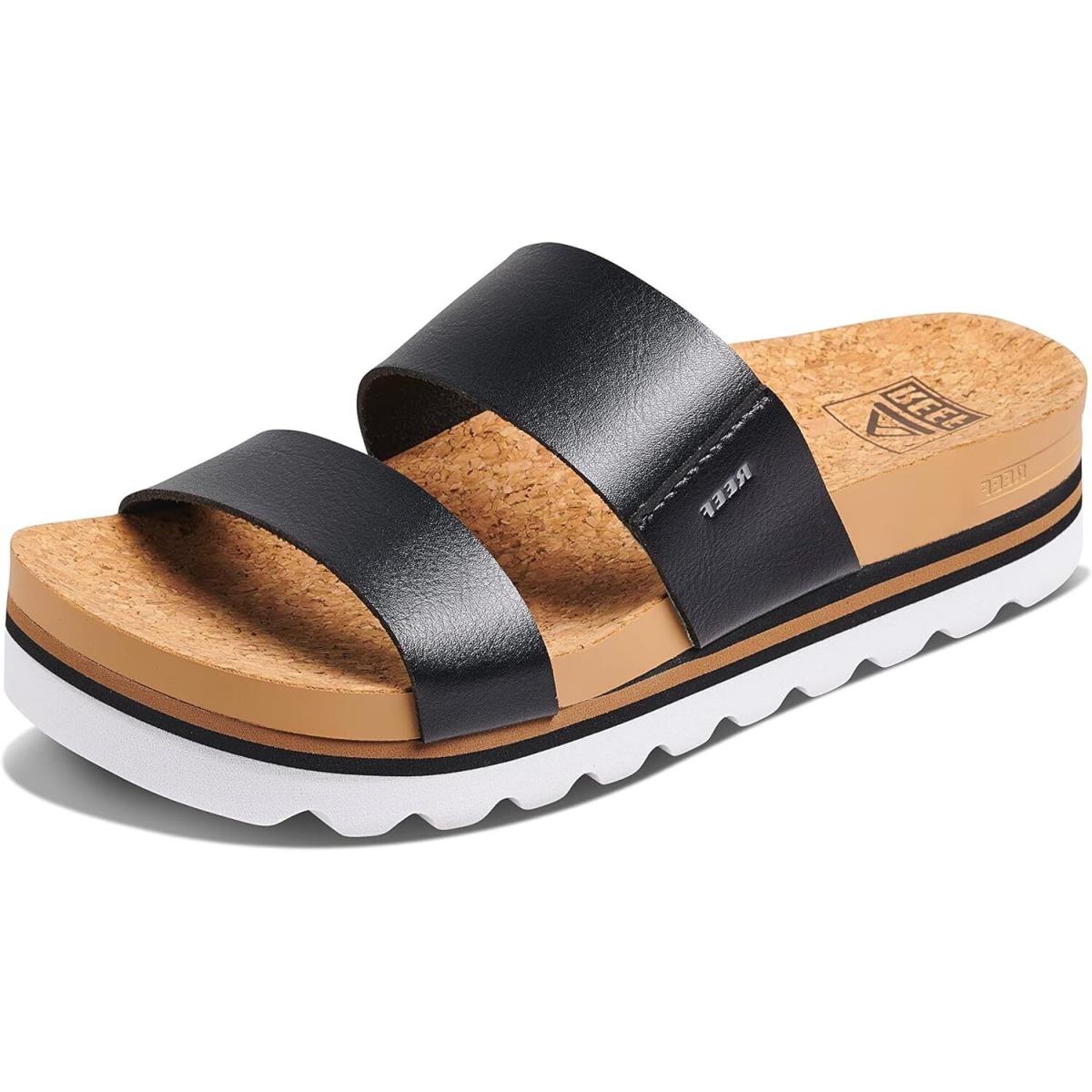 Reef Cushion Vista Hi Women`s Platform Fashion Sandal Arch Support Black