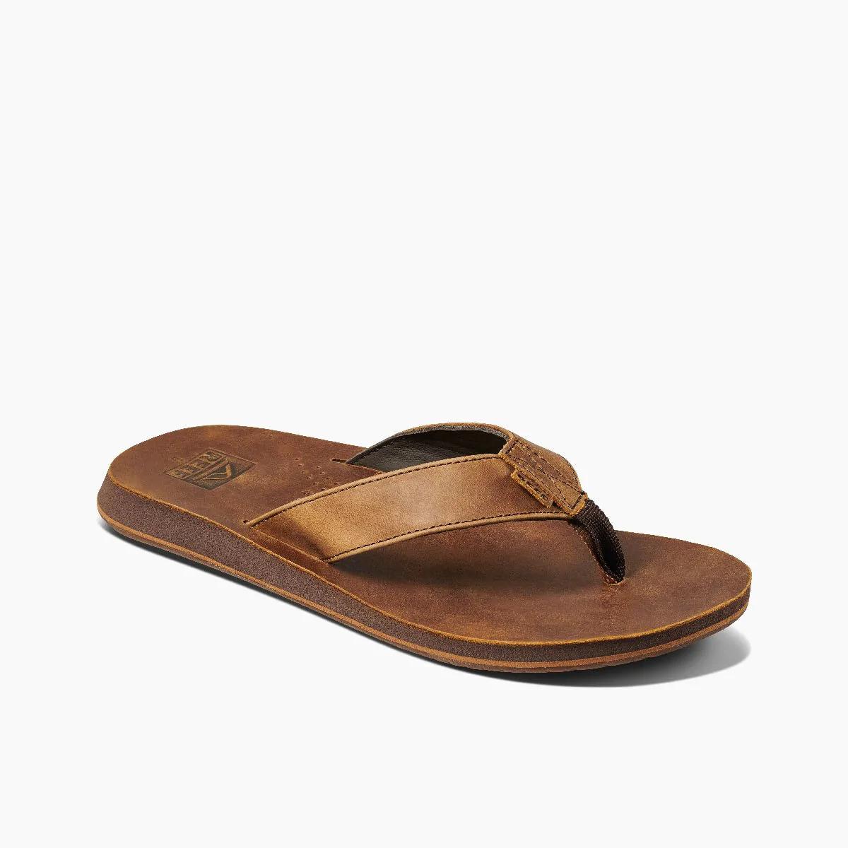 Reef Men`s Drift Classic Leather Flip Flops - Brown