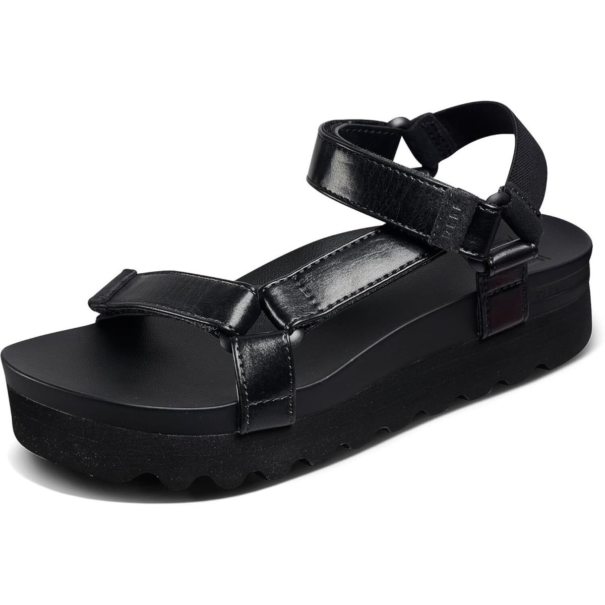 Reef Cushion Rem Hi Women`s Platform Sandal Adjustable Strap Arch Coco Black