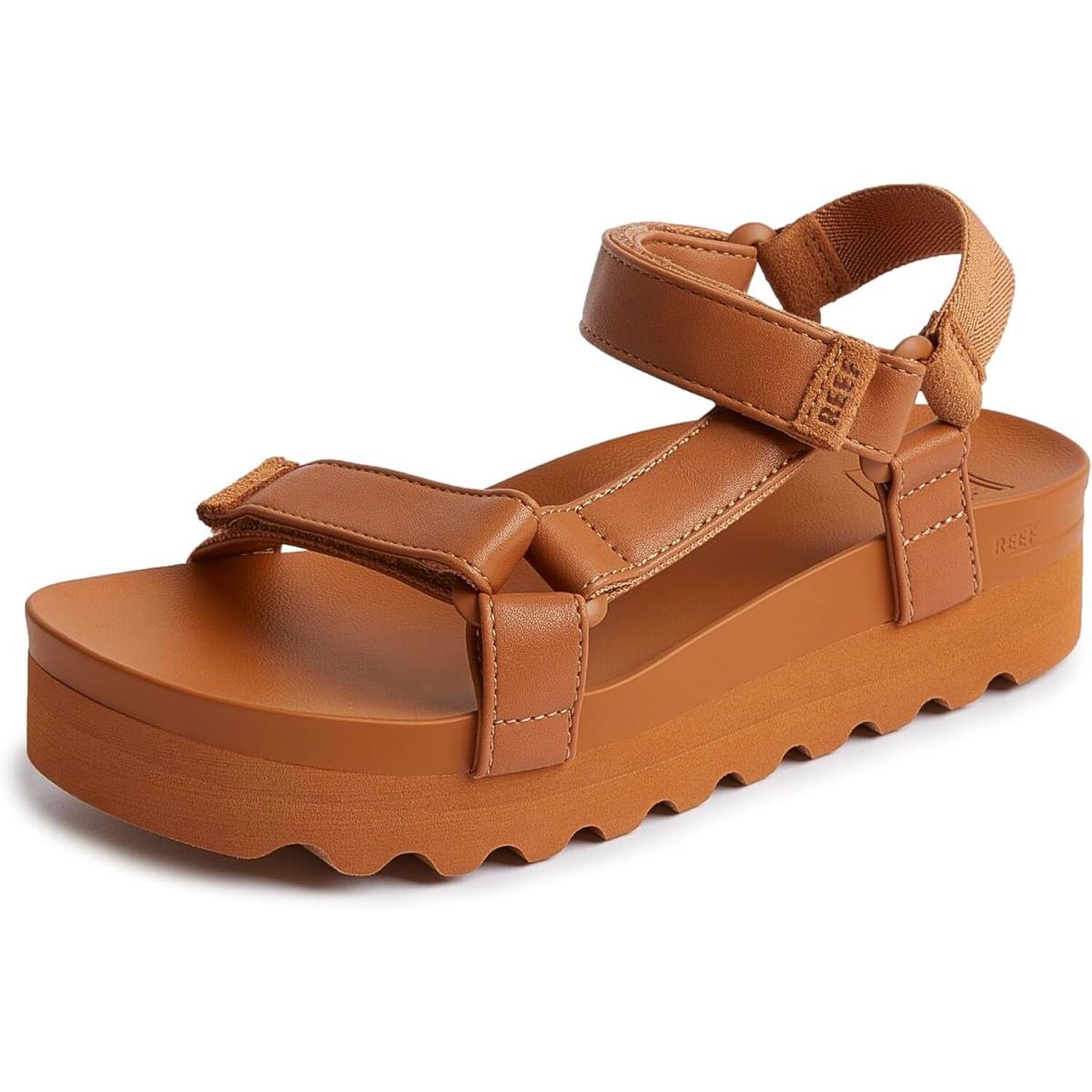 Reef Cushion Rem Hi Women`s Platform Sandal Adjustable Strap Arch Cognac