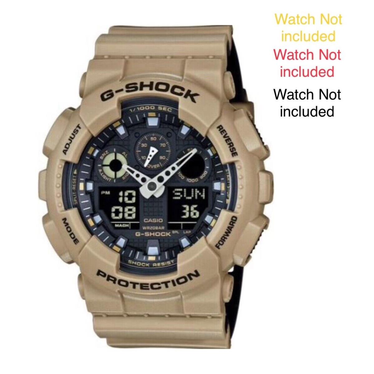 Casio Watch Band G-shock GA-100L-8A - Beige Tan/black Strap + Pins