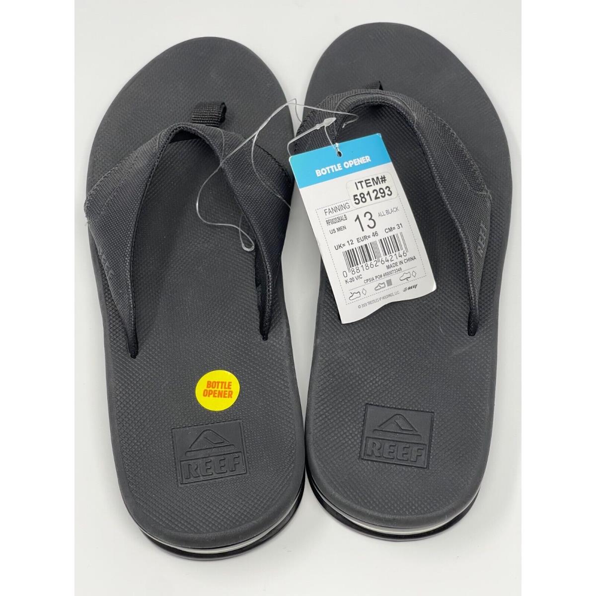 Reef Fanning Men`s Slip-on Sandals Nubuck Flip Flop All-black 13 US Handcrafted