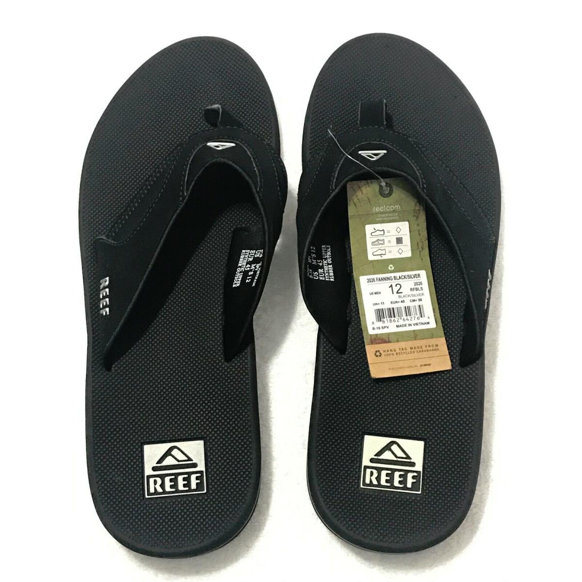 Reef Fanning Men`s Slip-on Sandals Nubuck Flip Flop Black Size 12 US 46 EU