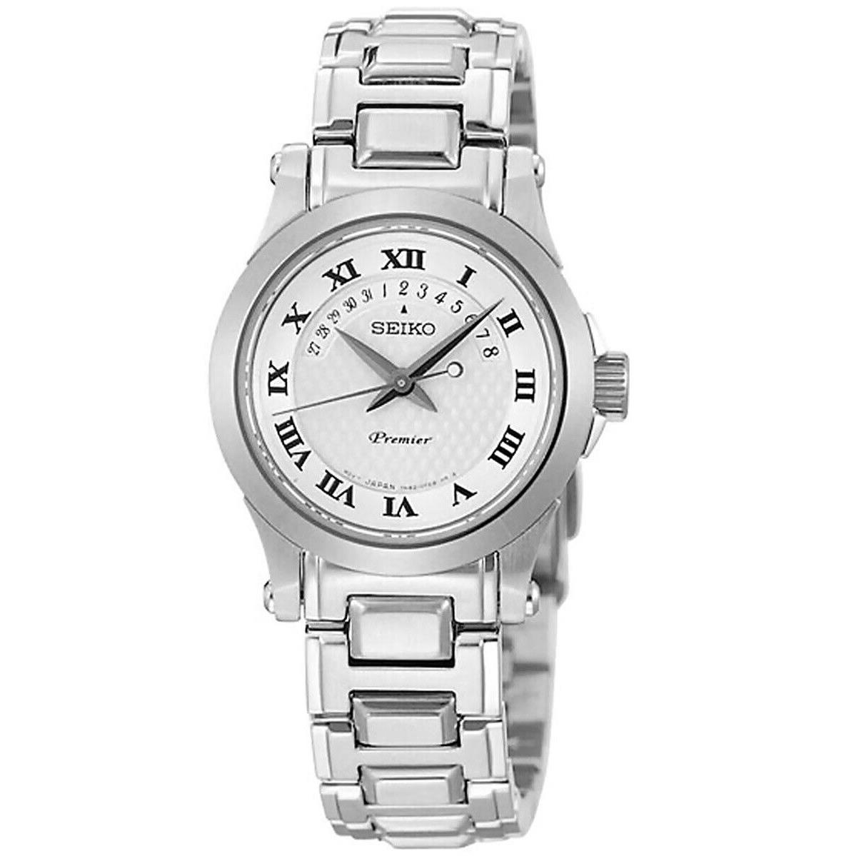 Seiko SXD675 Ladies Watch Premier Silver Dial Roman Numeral Date - Dial: Silver, Band: Silver