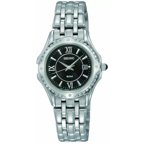 Seiko SXDC97 Women`s Le Grand Black Dial Stainless Steel Silver Tone Date Watch