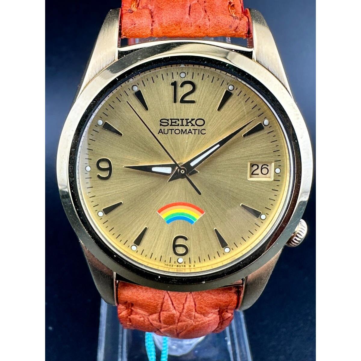 1992 Seiko Arcobaleno Men`s Automatic Gold Tone Date 36mm SDS054K - 7002-8000