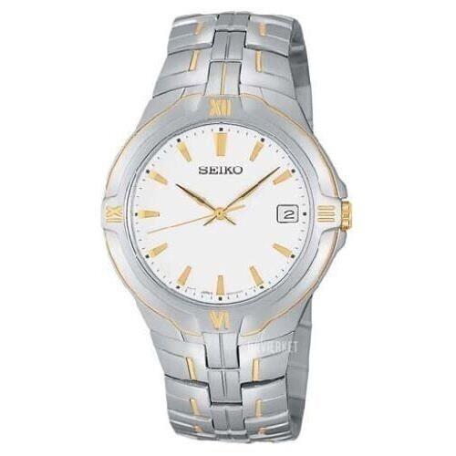 Seiko SGE510 Gold Silver Tone Date Stainless Steel Men`s Watch