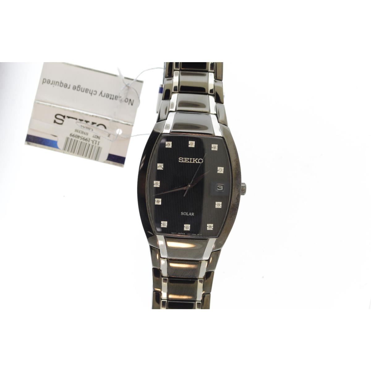 Seiko SNE335 Solar Two-tone Stainless Steel Black Dial Diamond Date Watch