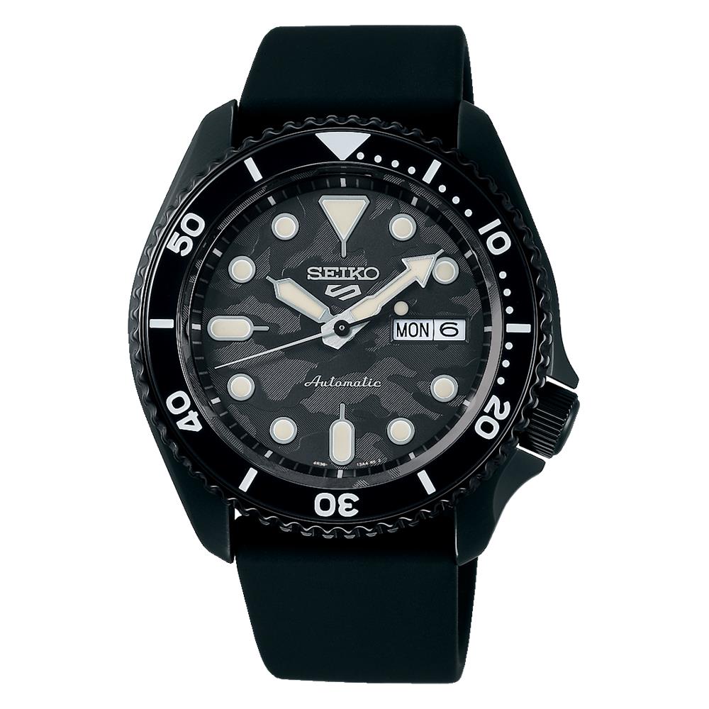 Seiko 5 Sports Yuto Horigome Black Dial Silicone Strap Men s Watch SRPJ39